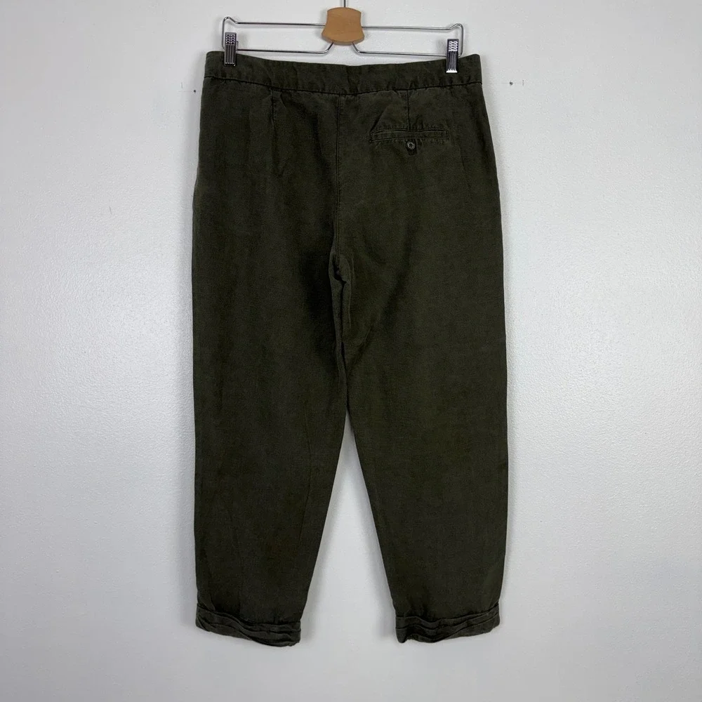 Aritzia Wilfred Allant Linen Blend‎ Trousers Womens 8 Olive Green Pleated Pant
